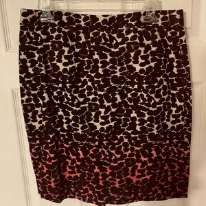 J. Crew Brown and Pink Patterned Pencil Skirt